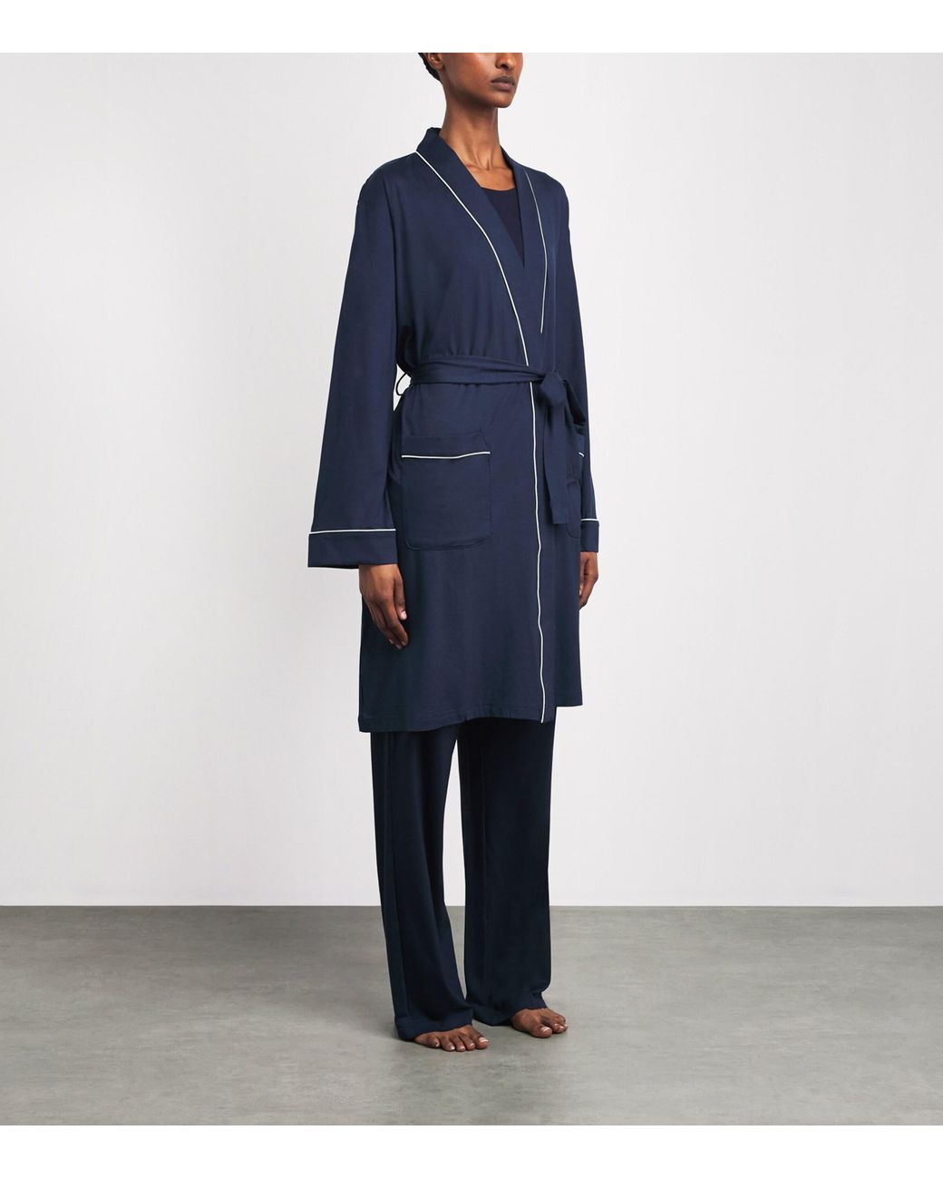 Micro Modal Robe Derek Rose Micro Modal Lara Robe in Blue | Lyst UK