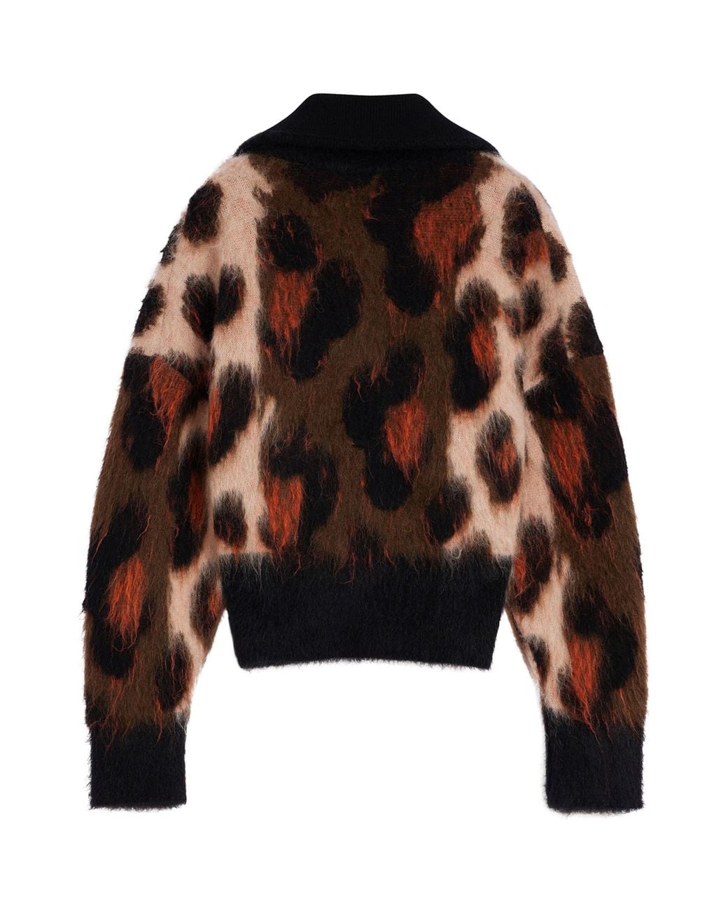 Givenchy Black Wool-Blend Leopard Knit Bomber Jacket