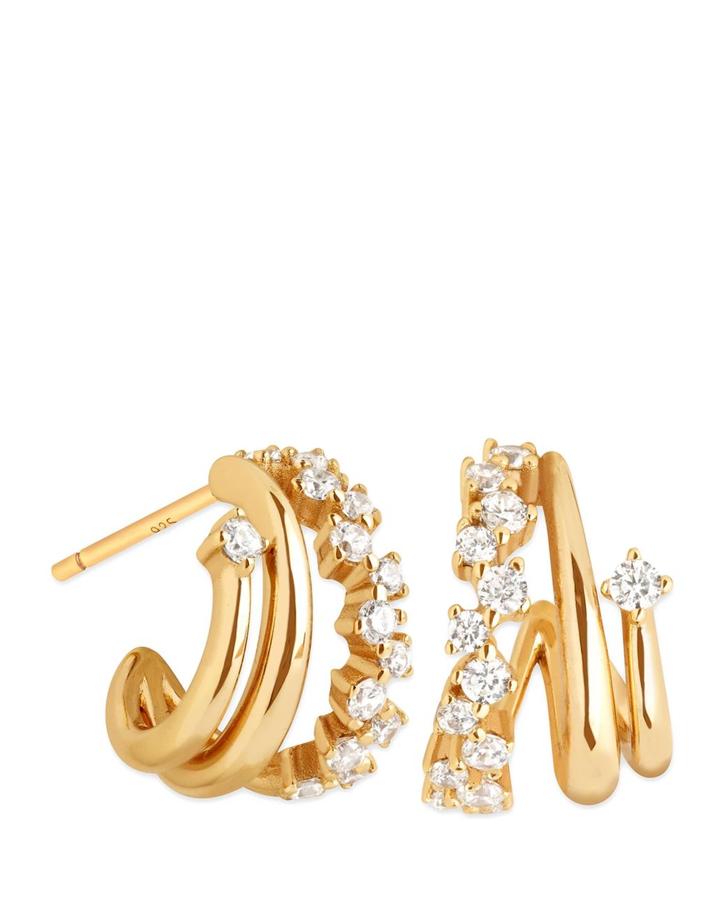 Astrid & Miyu Metallic Plated And Crystal Orbit Illusion Huggie Earrings
