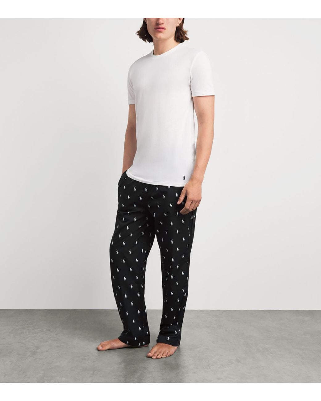 Polo Ralph Lauren Black Cotton Polo Pony Pyjama Bottoms for men