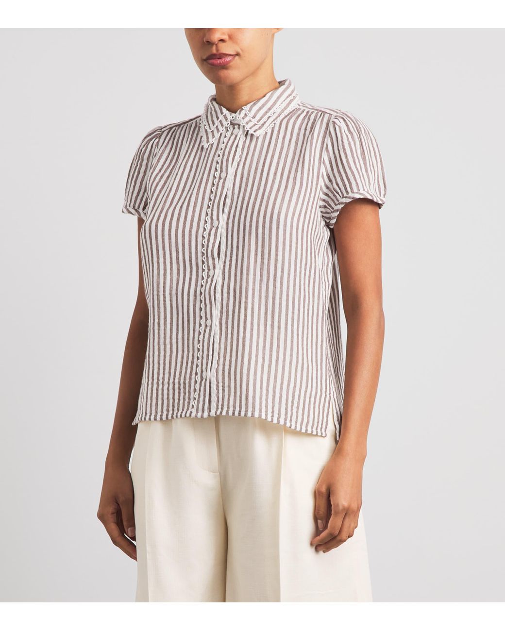 ME+EM White Embroidered Stripe Shirt