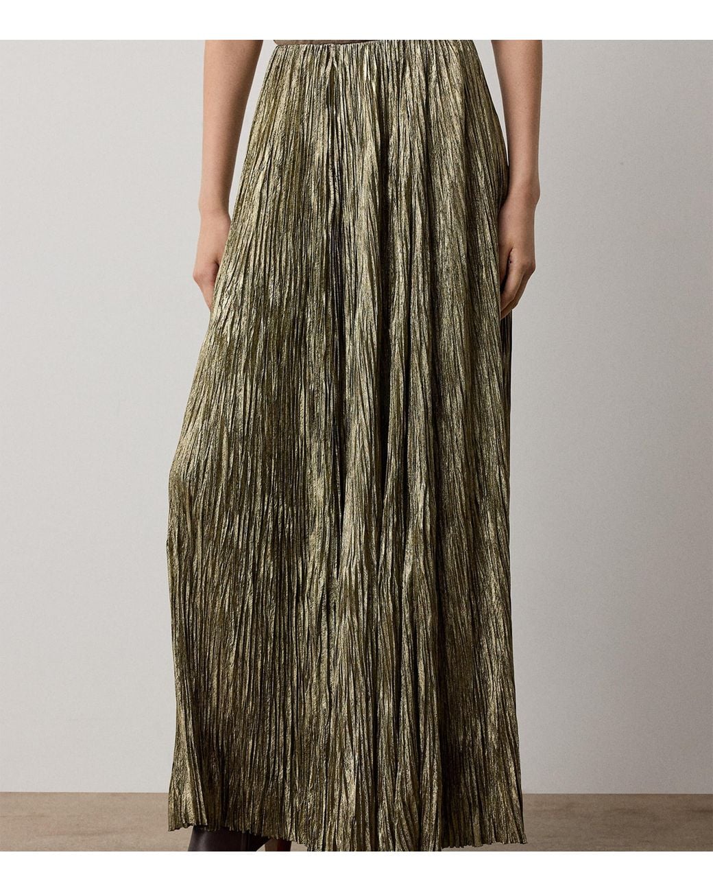 Ralph Lauren Natural Pleated Maxi Skirt