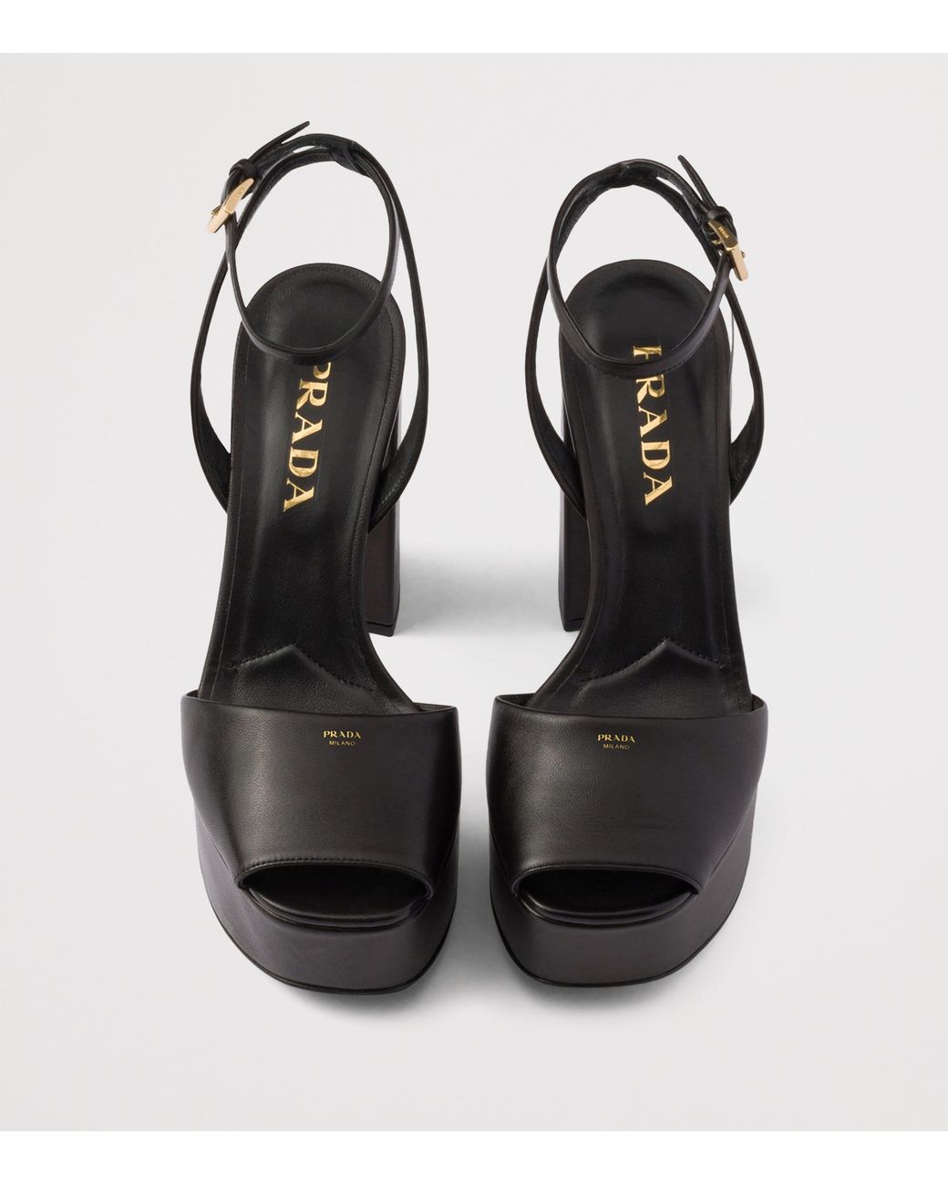 Prada Black Nappa Leather Platform Sandals 115