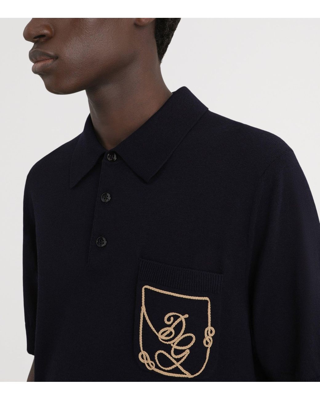 Dolce & Gabbana Black Virgin Wool Polo Shirt for men