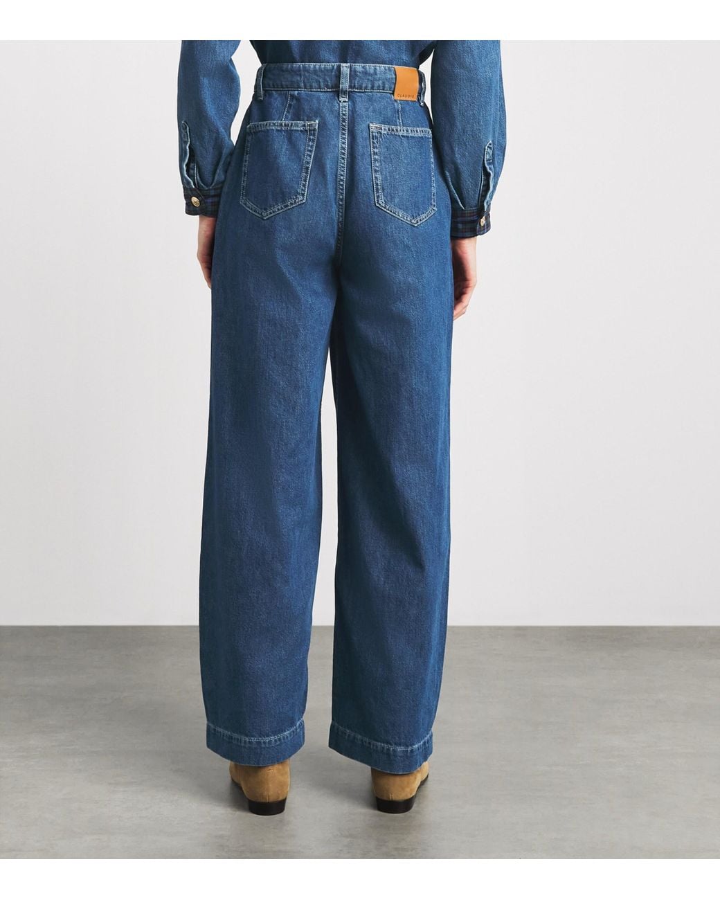 Claudie Pierlot Blue Belted Wide-Leg Jeans
