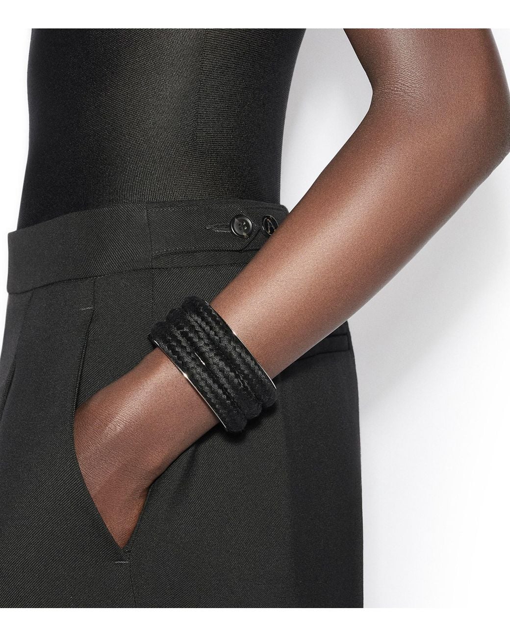 Alaïa Black Braided Cuff Bracelet