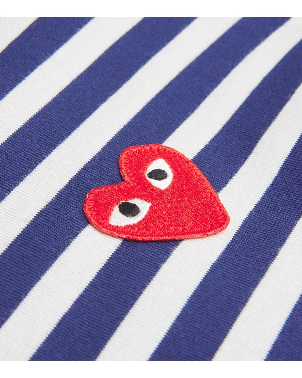 COMME DES GARÇONS PLAY Blue Heart Logo Striped T-Shirt for men