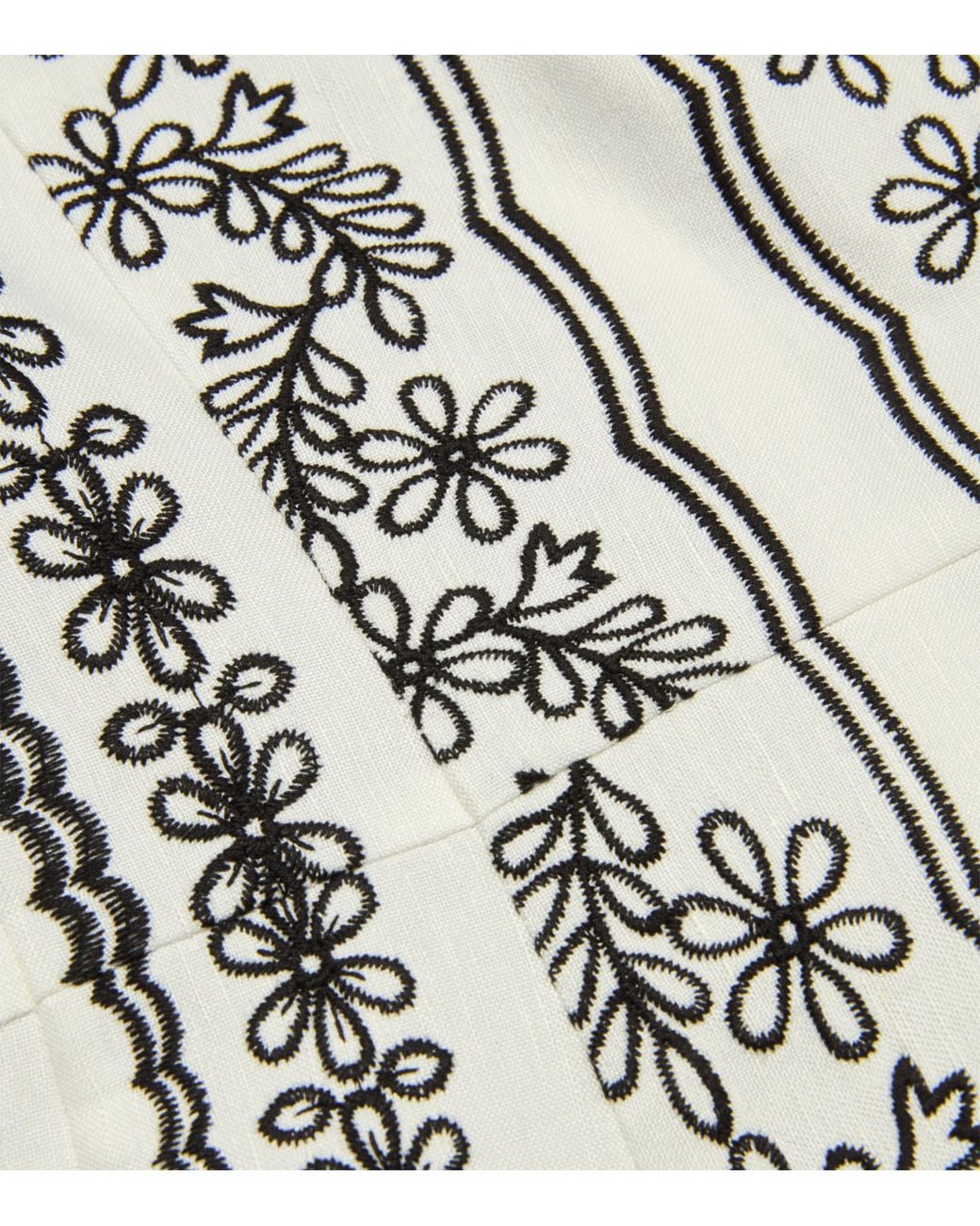 Maje Gray Linen-Blend Embroidered Mini Dress