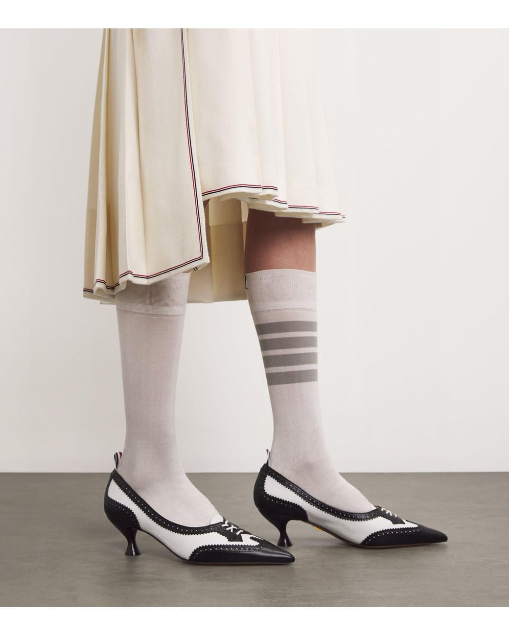 Thom Browne Metallic Leather Wingtip Pumps 55
