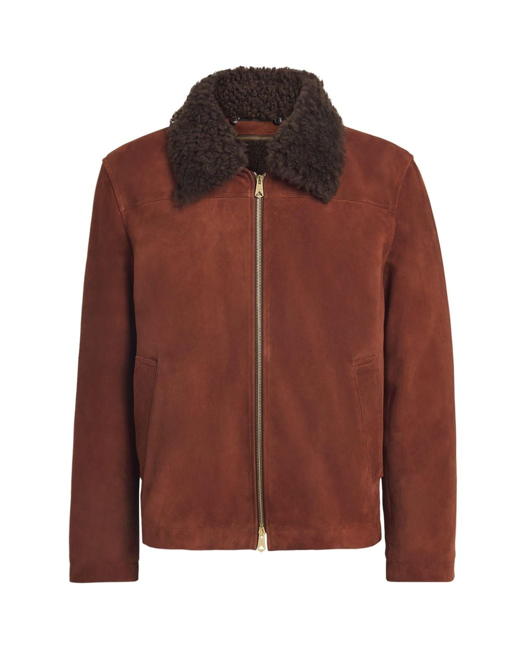 Paul Smith Brown Suede Shearling-Collar Flight Jacket for men