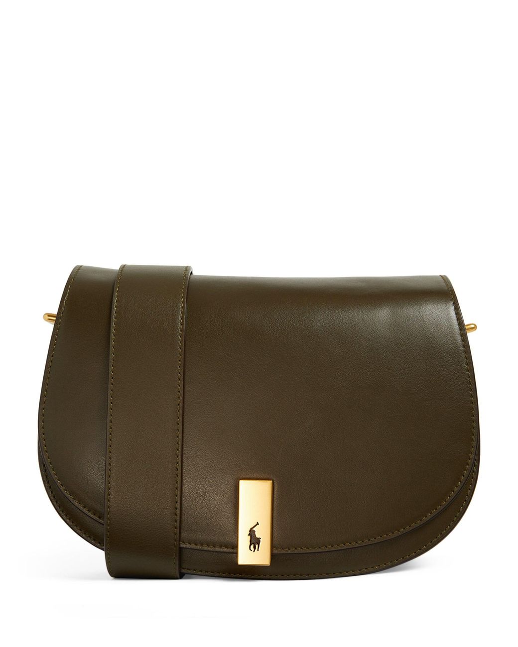 Polo Ralph Lauren Medium Leather Polo Id Saddle Bag in Green | Lyst