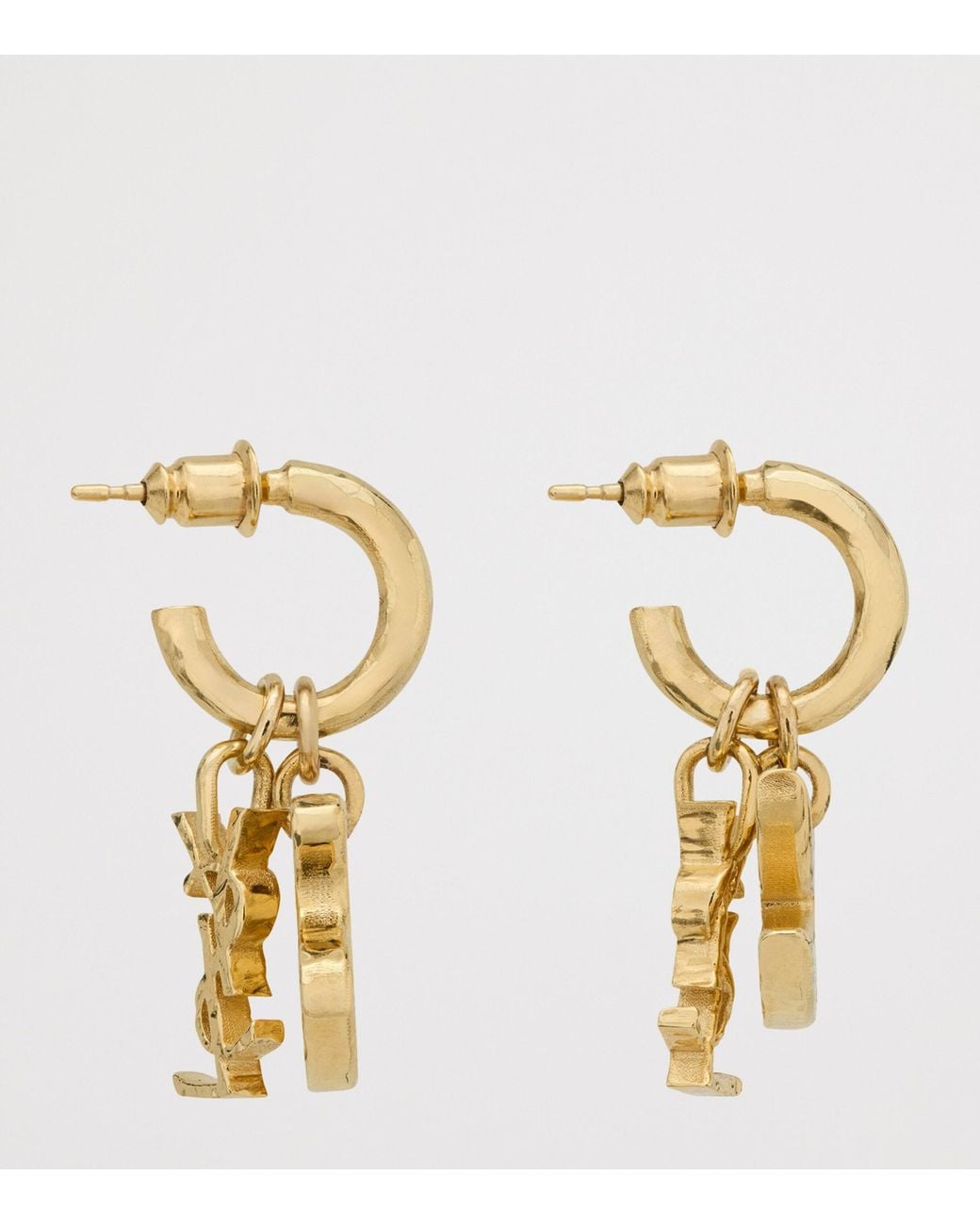 Saint Laurent Metallic Cassandre Dove Charm Hoop Earrings for men