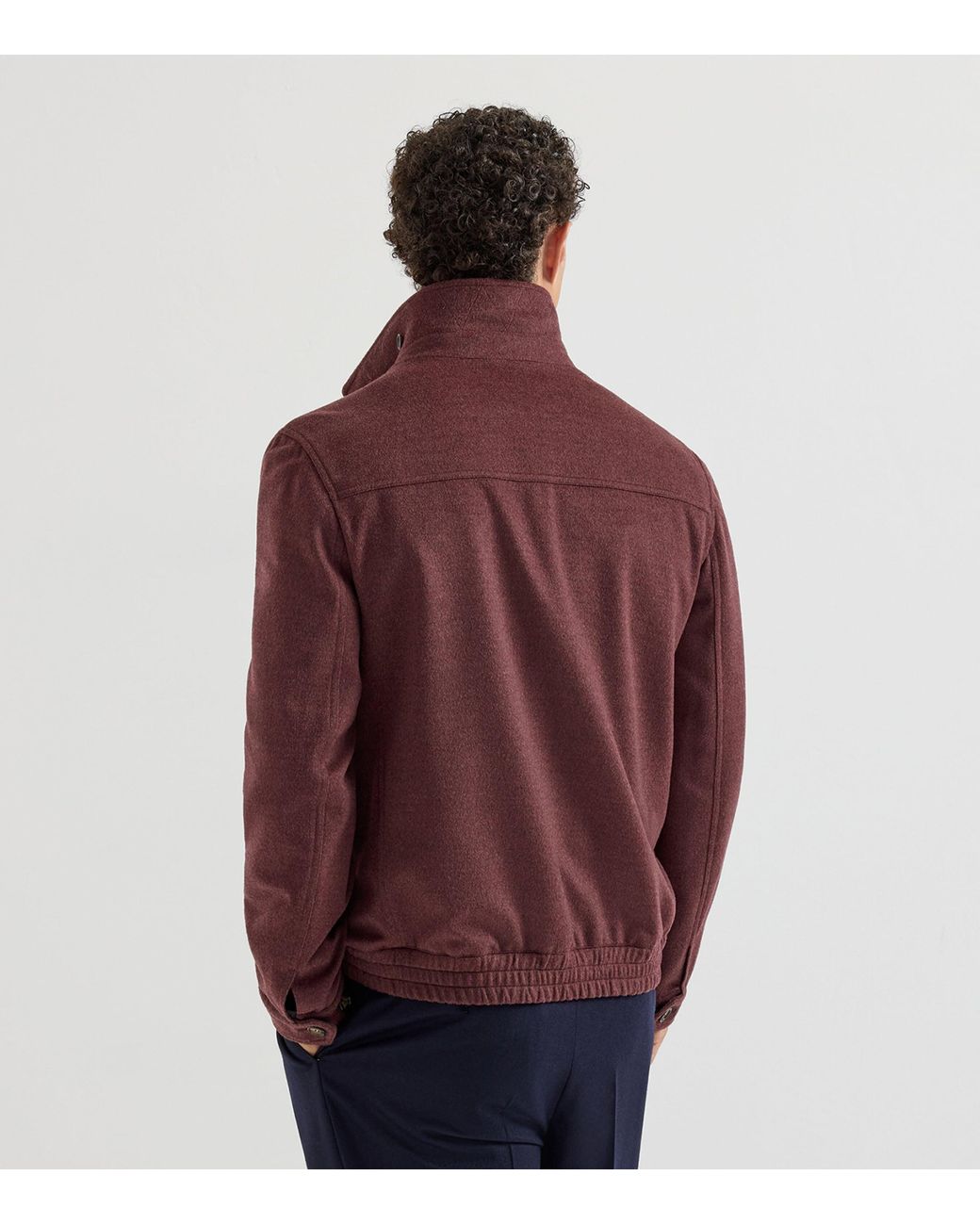Brunello Cucinelli Purple Virgin Wool Bomber Jacket for men