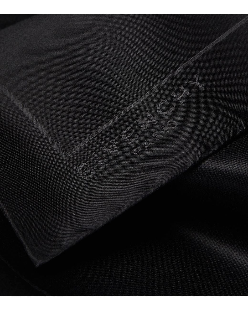 Givenchy Black Silk Logo Pocket Square for men