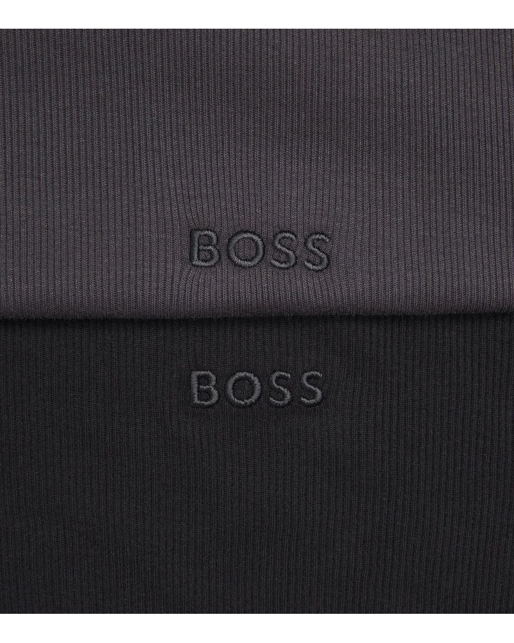 Boss Black Cotton Ribbed T-Shirt for men