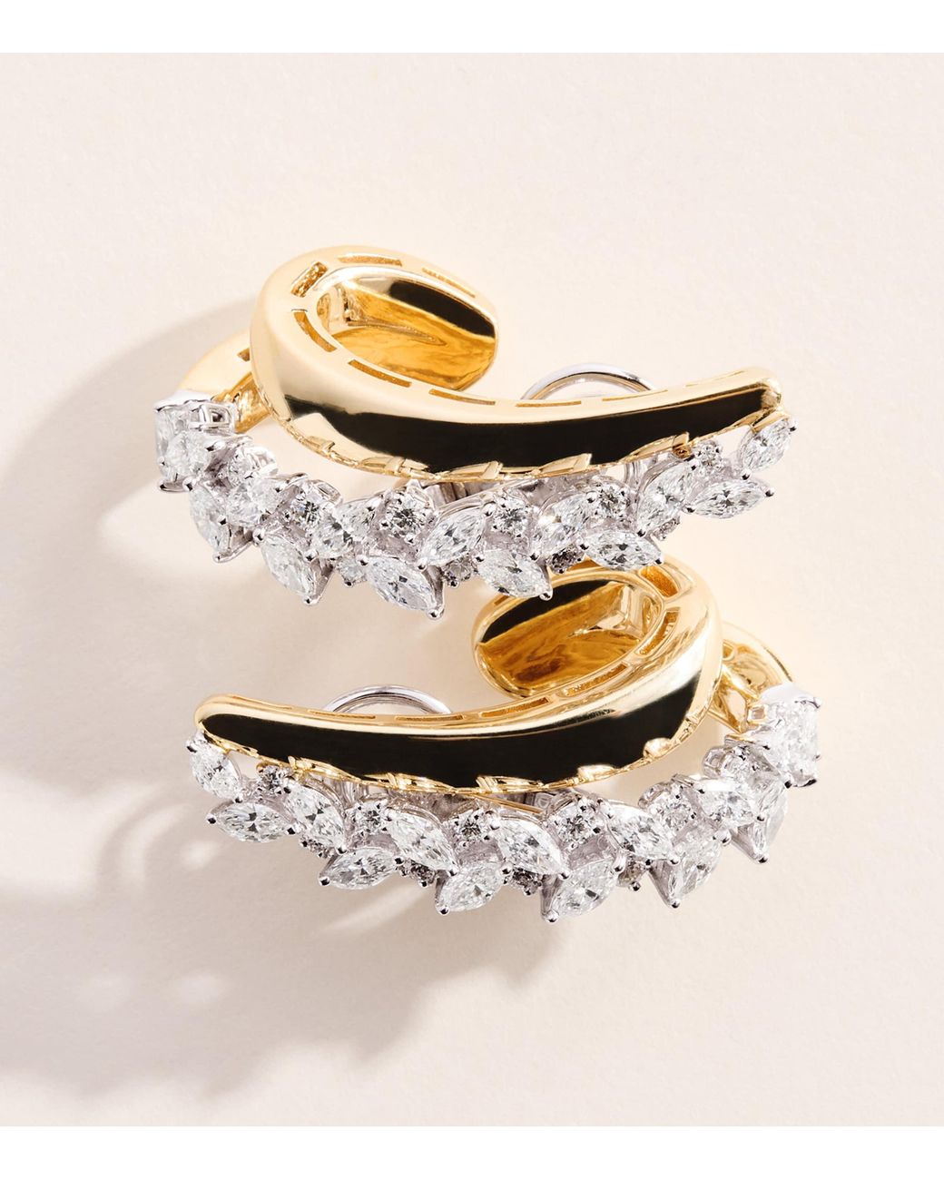 YEPREM Natural Mixed And Diamond Golden Strada Earring