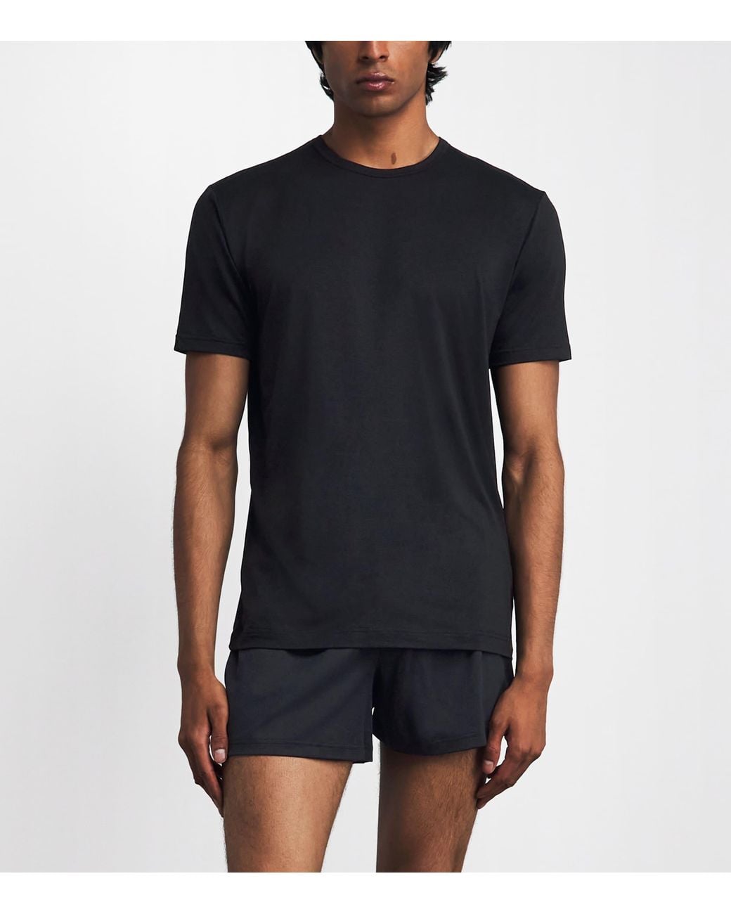 Sunspel Black Stretch-Tencel T-Shirt for men