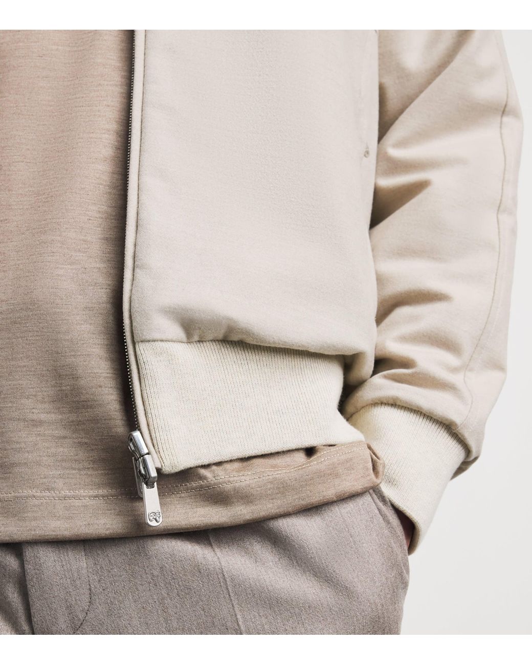 Marco Pescarolo White Cashmere-Blend Reversible Bomber Jacket for men