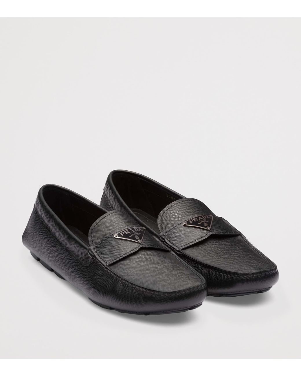 Prada Black Saffiano Leather Driver Shoes for men