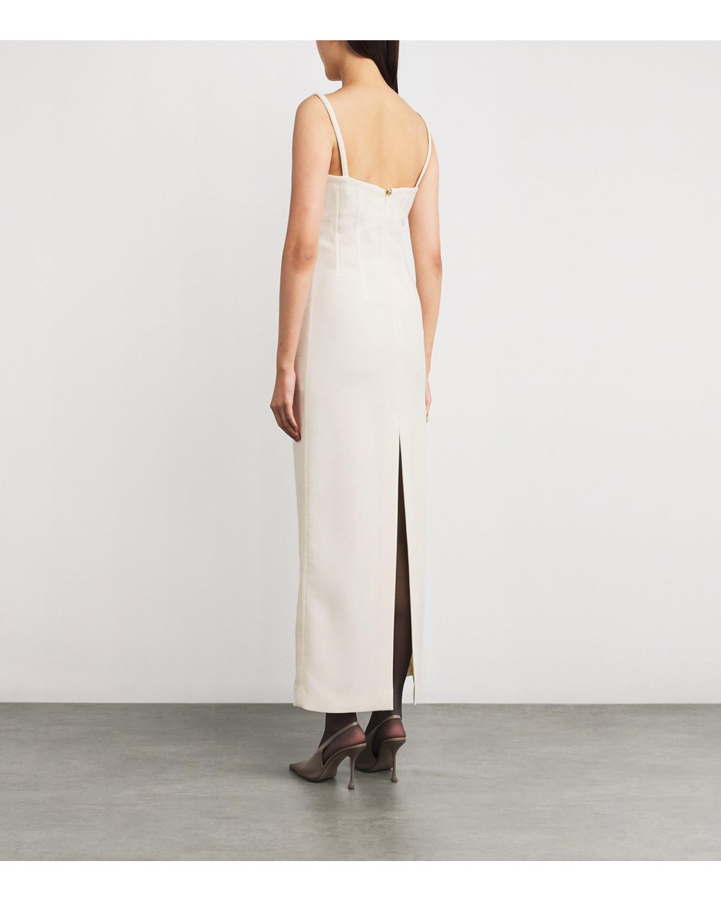 Blazé Milano White Virgin Wool Resolute Midi Dress