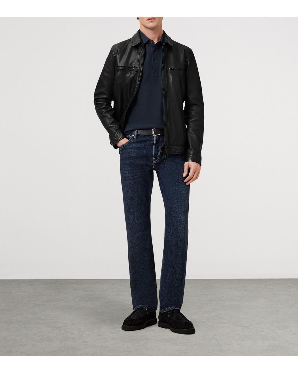AllSaints Blue Organic Cotton Reform Polo Shirt for men