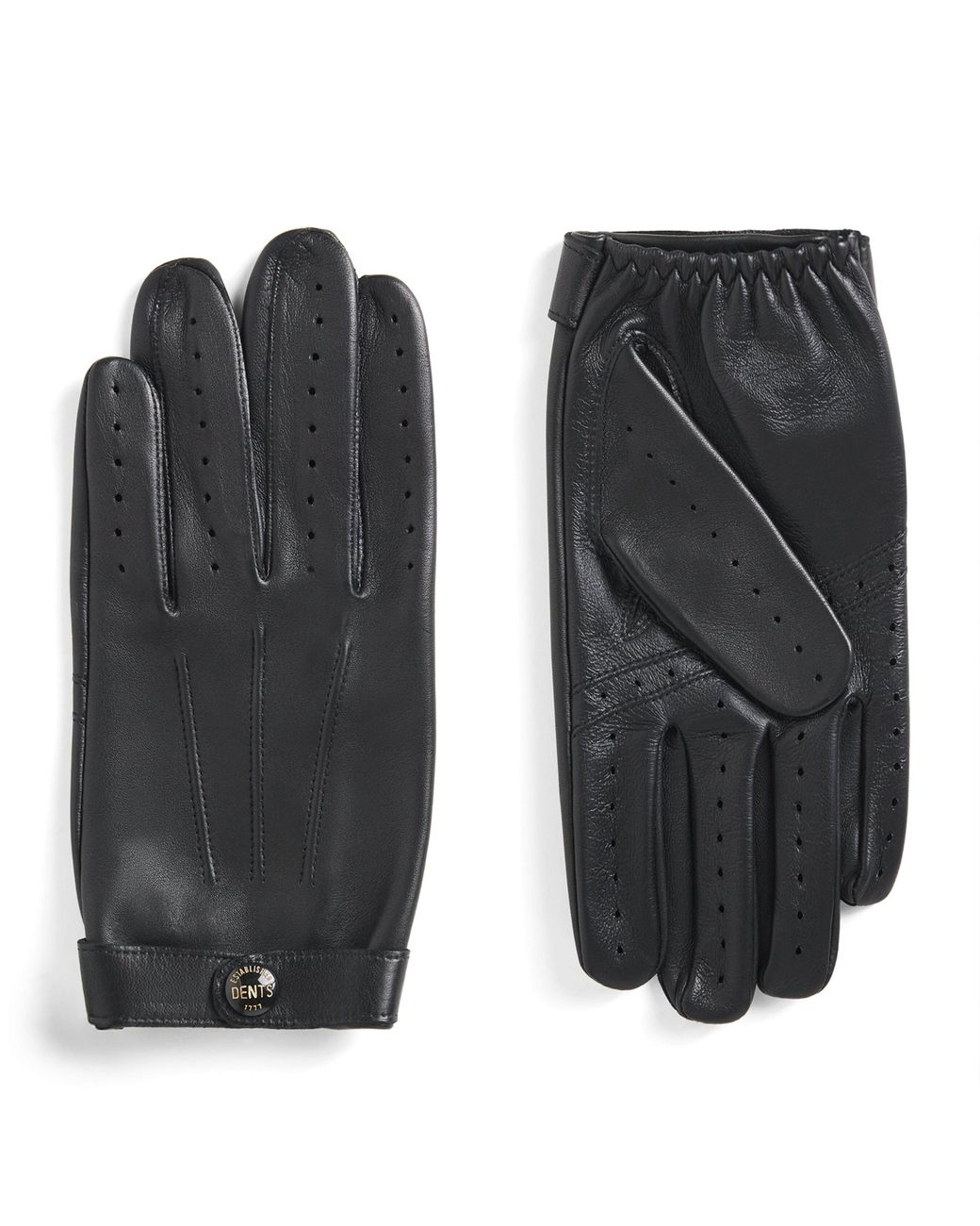 Dents Black Leather Touchscreen Rollestone Gloves for men