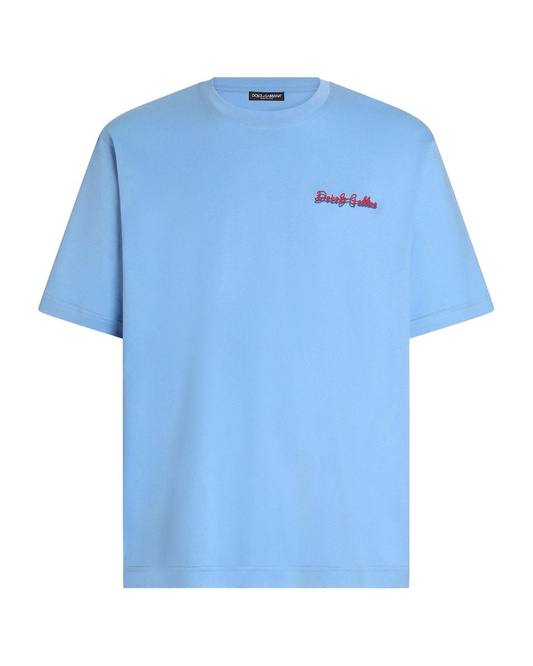 Dolce & Gabbana Blue Cotton Logo T-Shirt for men