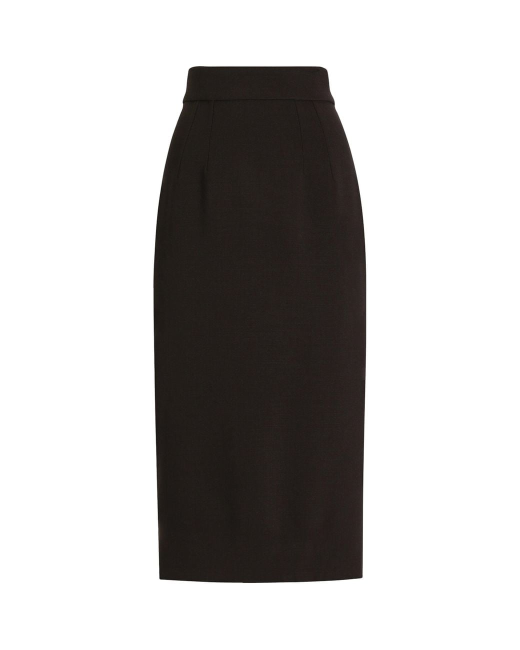Dolce & Gabbana Black Stretch-Virgin Wool Midi Pencil Skirt