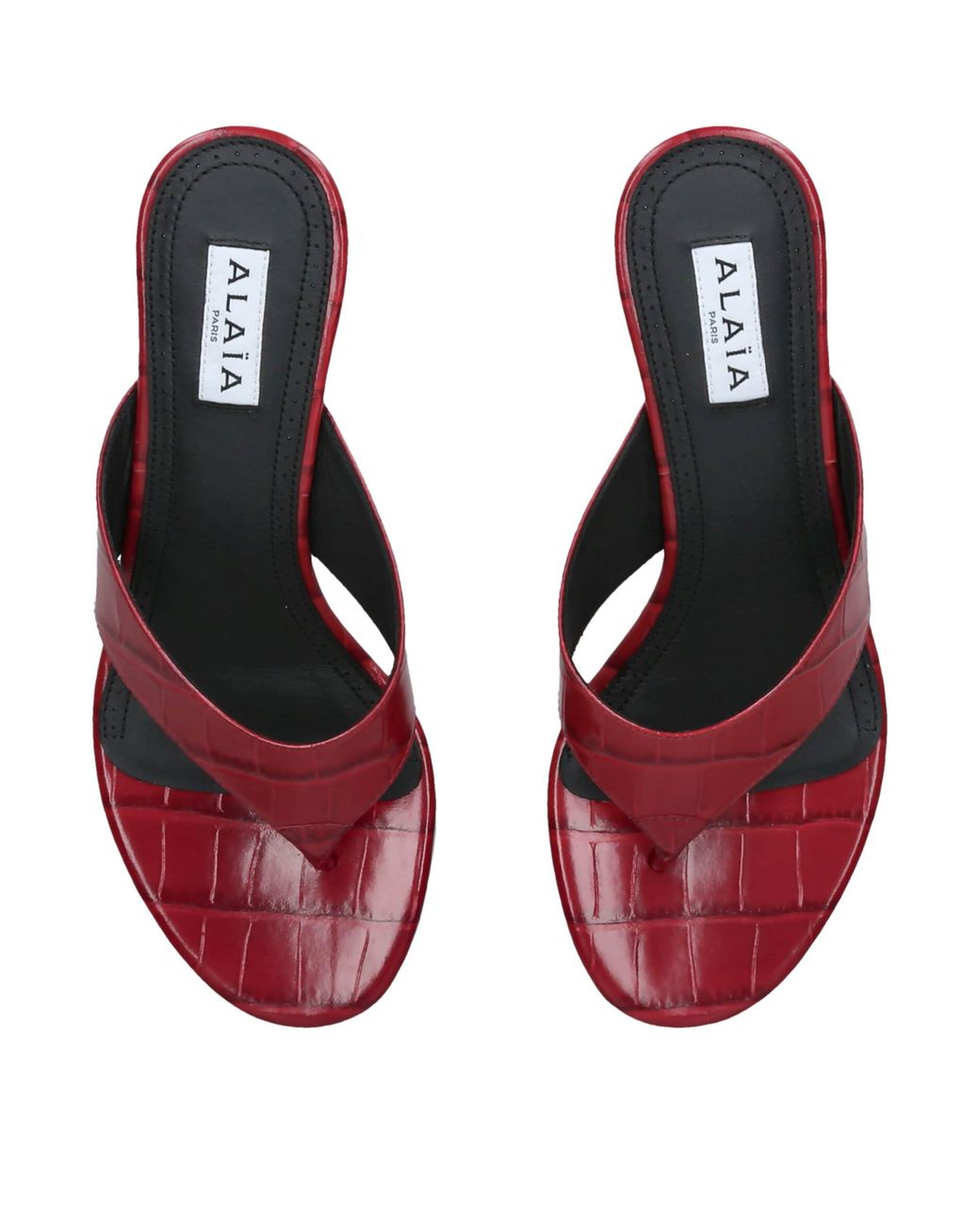 Alaïa Red Croc-Embossed Leather Infra Thong Mules 55