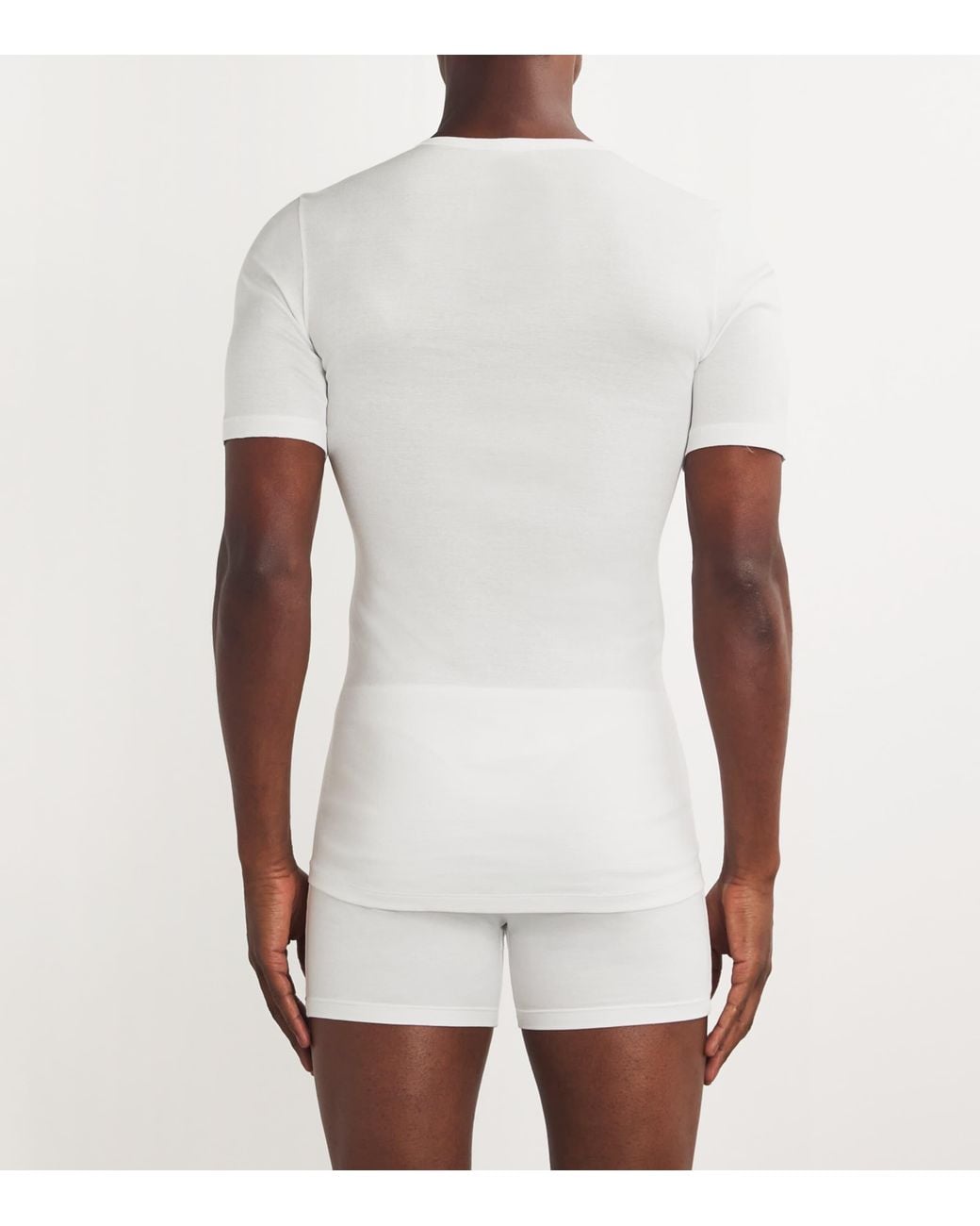 Hanro White Cotton Pure V-Neck T-Shirt for men