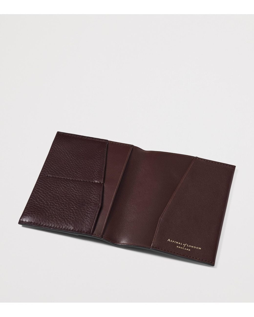 Aspinal Brown Grained Leather Plain Passport Cover for men