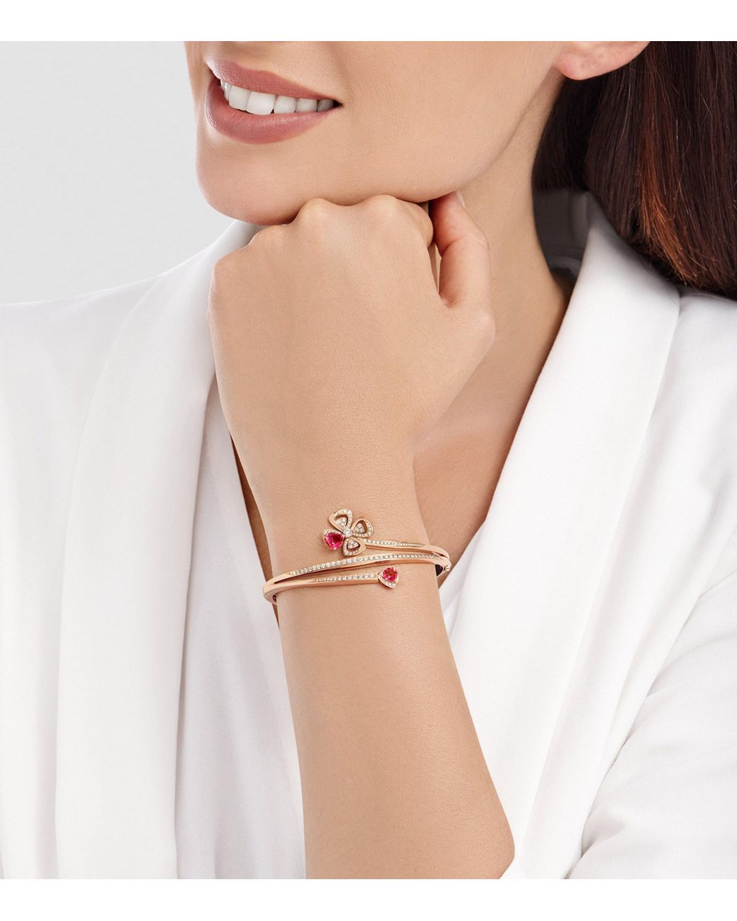 BVLGARI Pink Diamond And Rubellite Fiorever Bangle