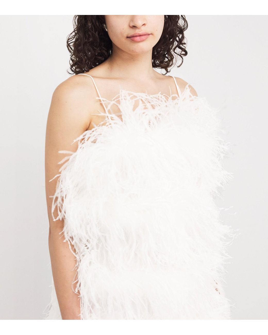 Oseree White Feather Mini Dress