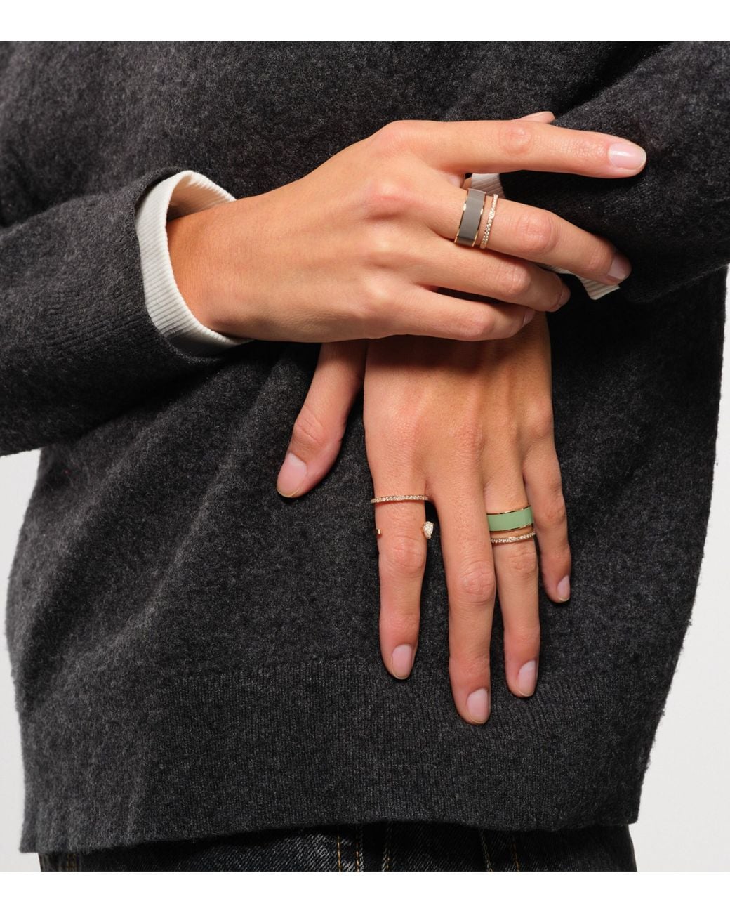 Repossi Green And Diamond Lacquer Berbere Ring