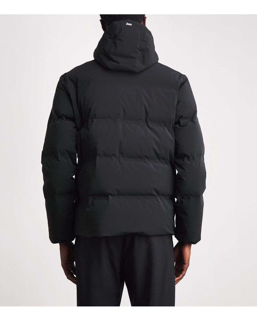 Herno Black Waterproof Hooded Down Jacket for men