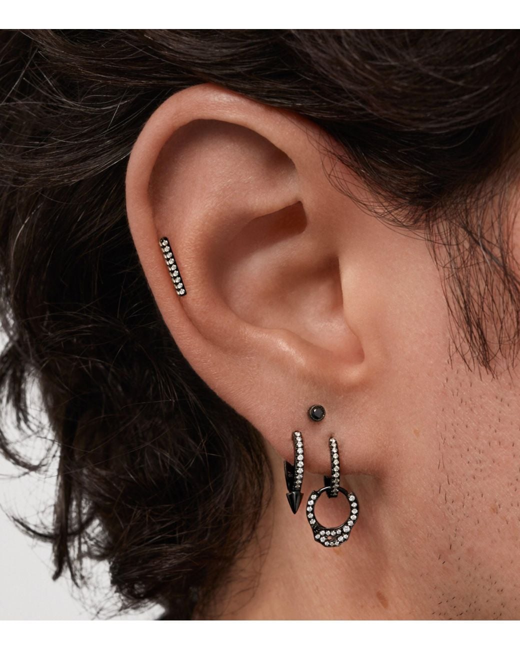 Maria Tash Black Diamond Eternity Single Hoop Earring