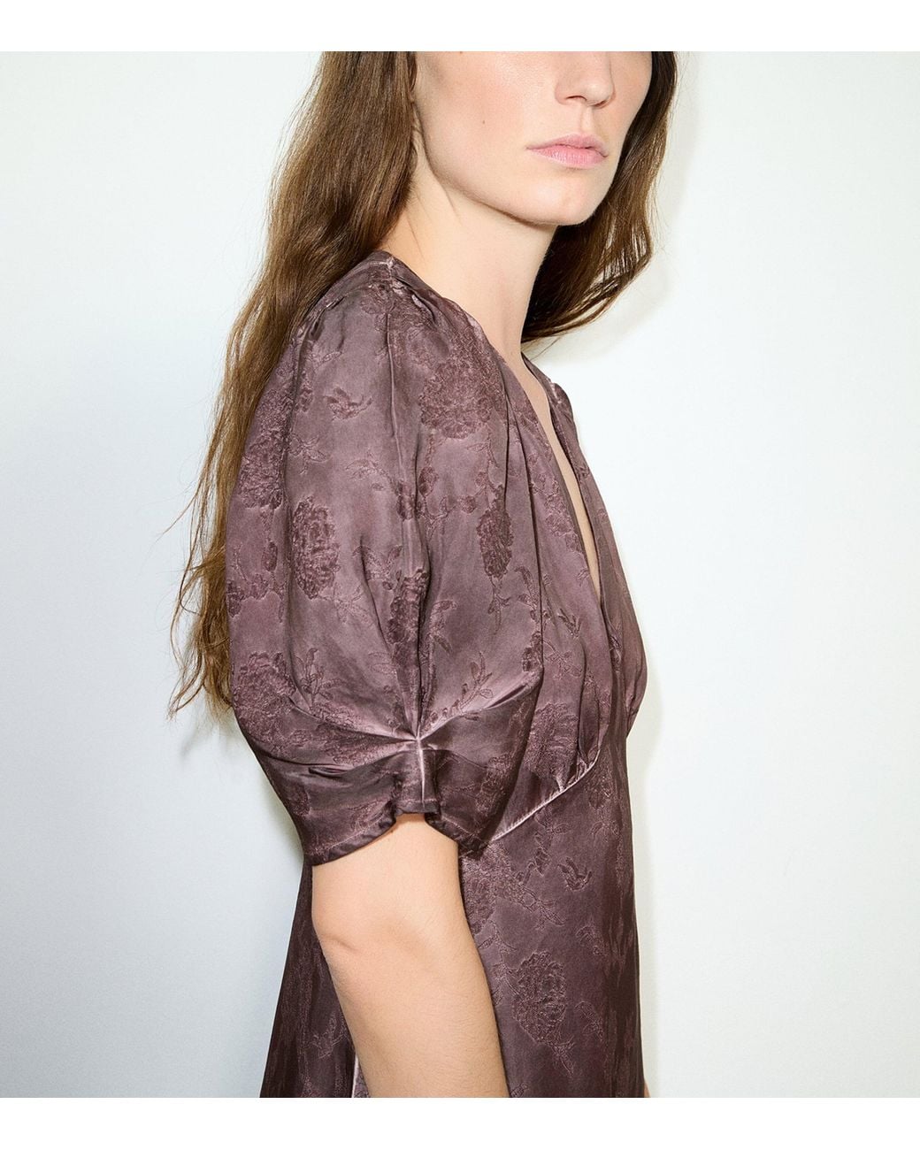 MAX&Co. Brown Floral Jacquard Midi Dress