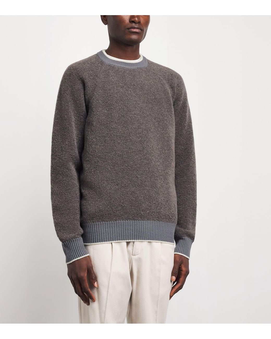 Herno Gray Wool-Blend Crew-Neck Sweater for men