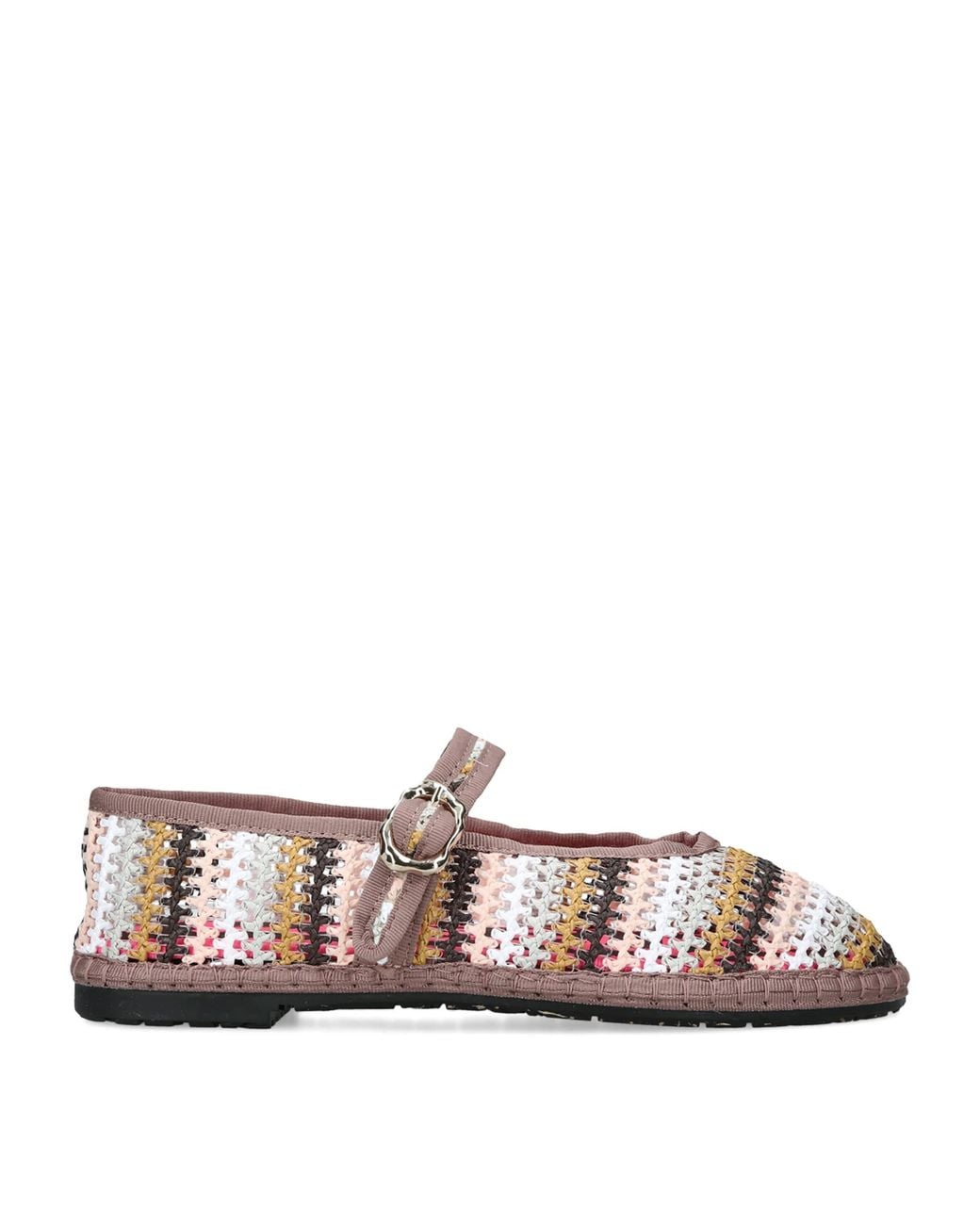 Flabelus Multicolor Raffia Stripe Pierre Ballet Flats