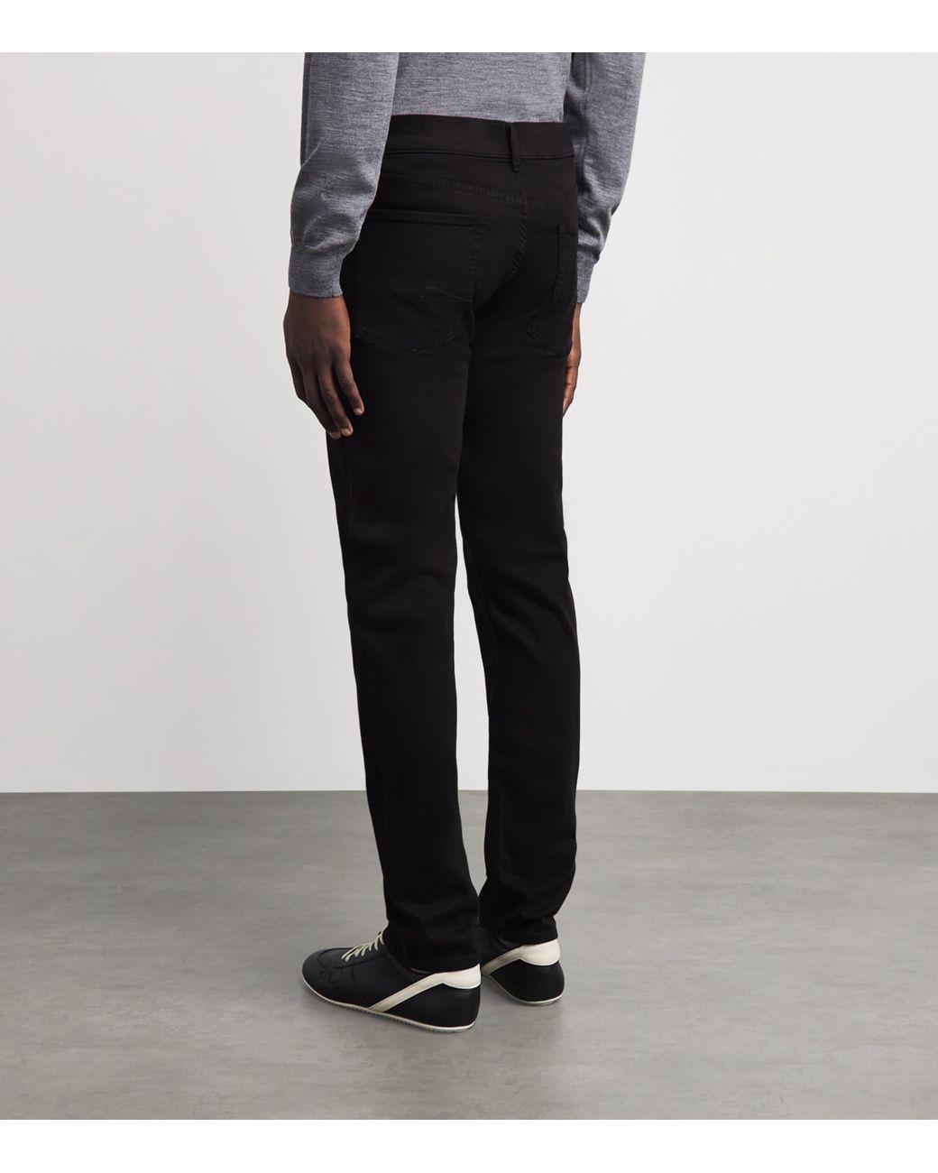 7 For All Mankind Black Slimmy Luxe Performance Jeans for men