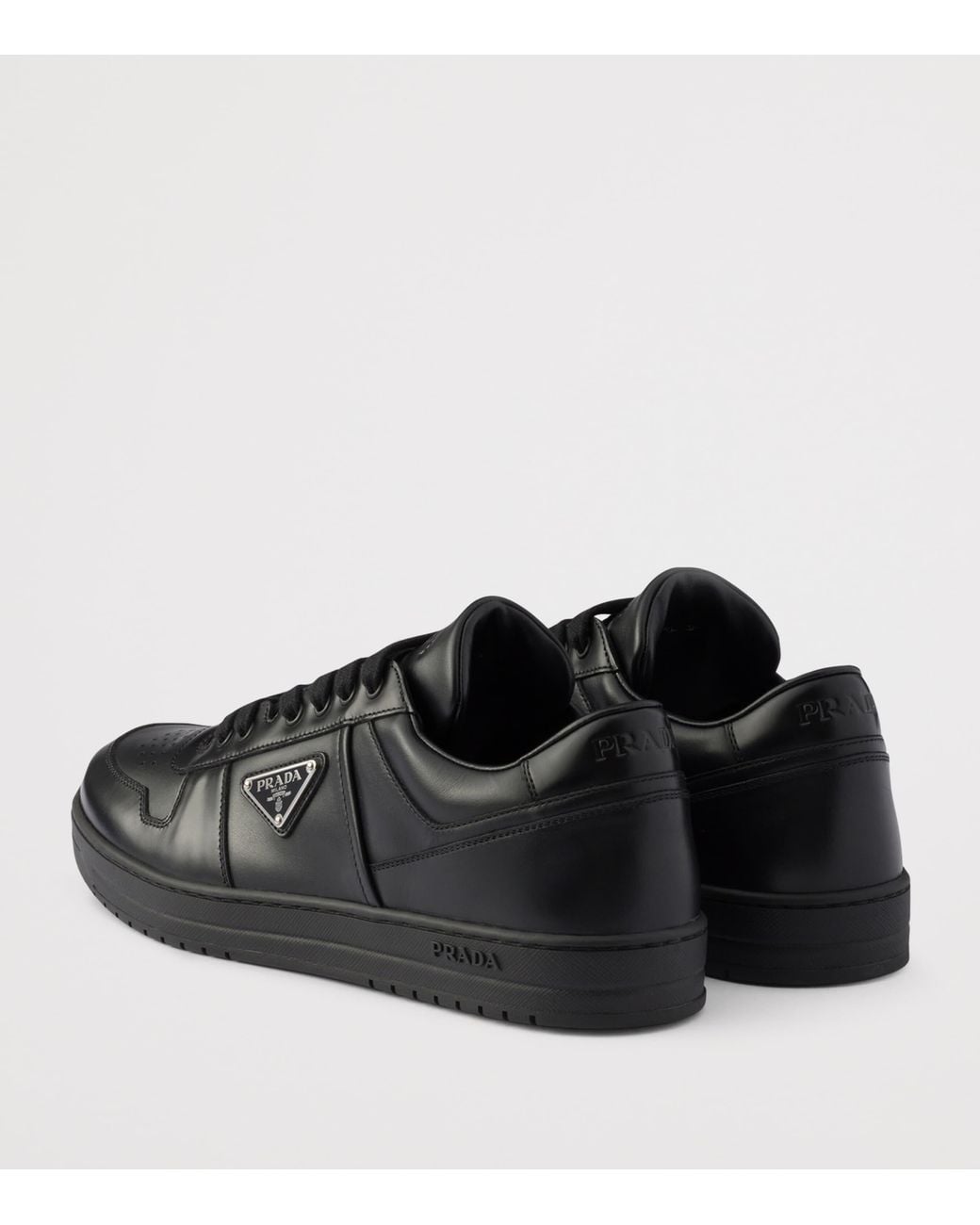 Prada Black Leather Downtown Sneakers for men