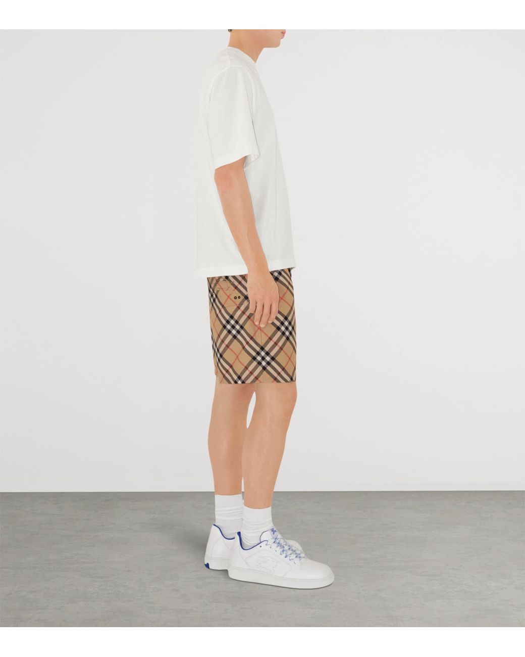 Burberry Natural Woven Twill Check Shorts for men