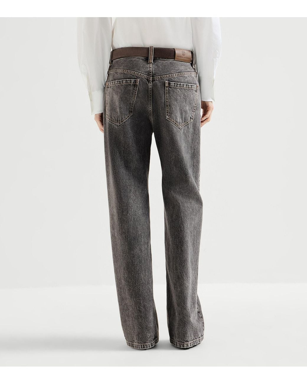 Brunello Cucinelli Gray Straight High-Waist Jeans