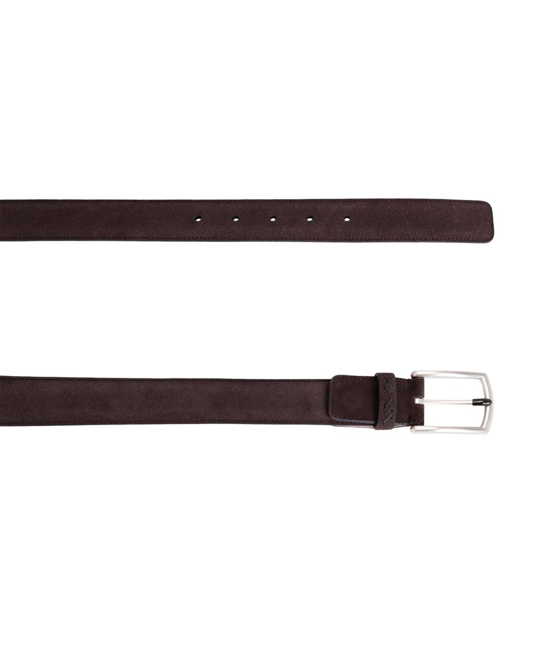 Zegna Brown Suede Triple Stitch Belt for men