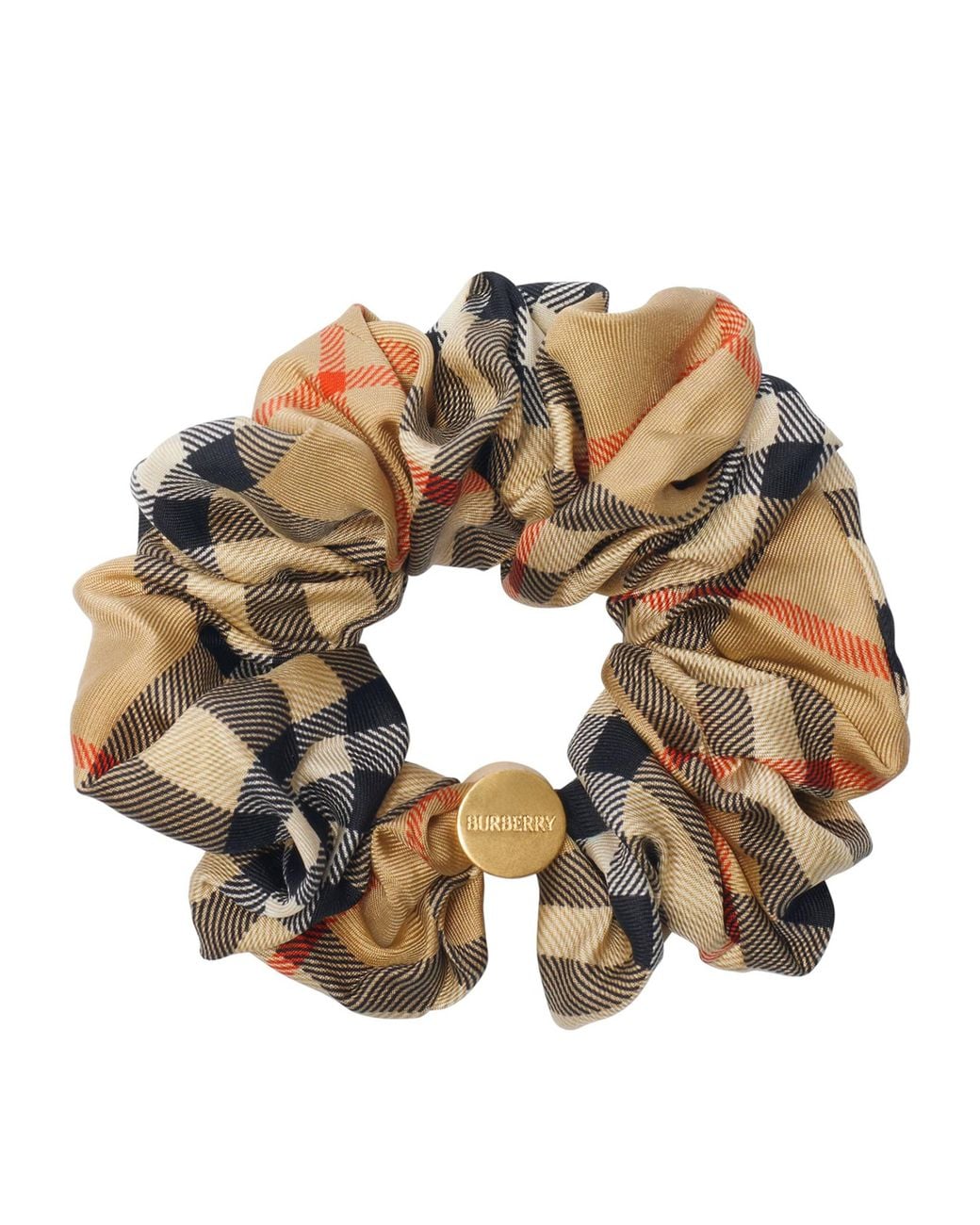 Burberry Metallic Silk Check Scrunchie