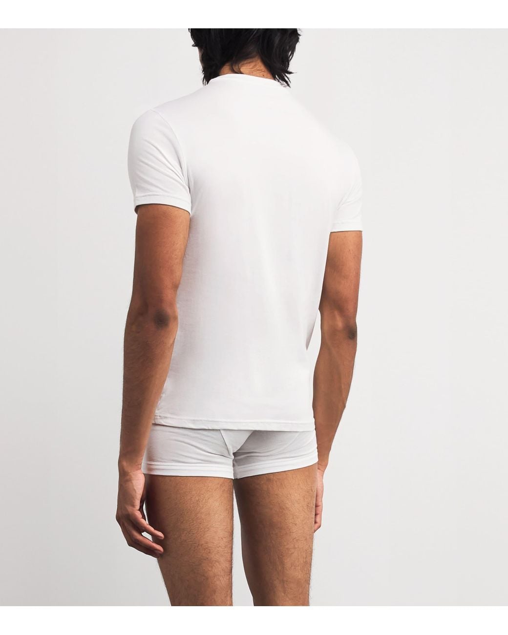 Emporio Armani White Stretch-Cotton Eagle Logo Crew-Neck T-Shirt for men