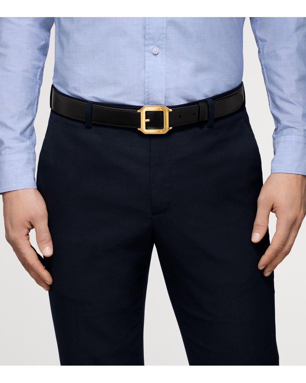 Cartier Black Leather Reversible Santos De Belt for men