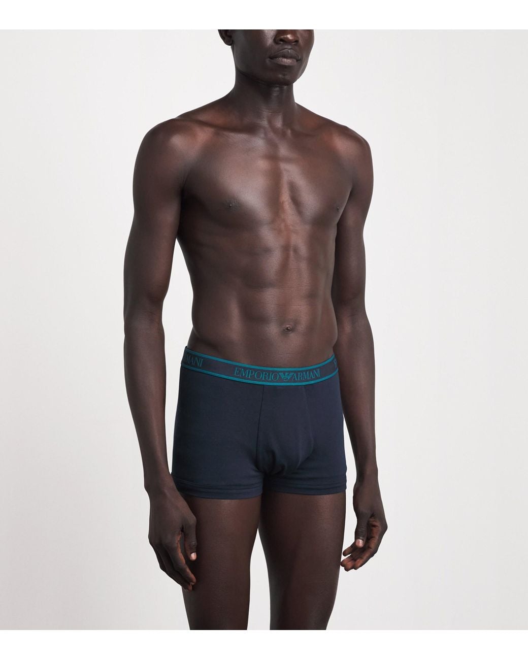 Emporio Armani Blue Stretch-Cotton Logo Trunks for men