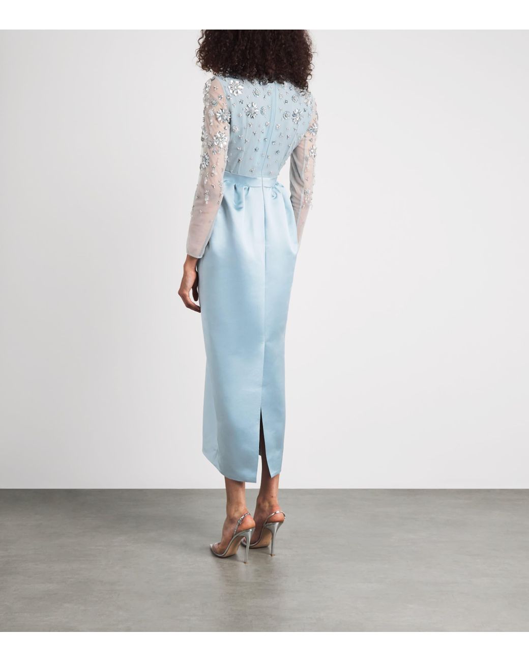Huishan Zhang Blue Satin Embellished Starla Dress