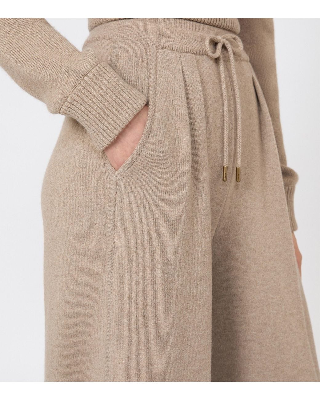 Max Mara Natural Wool-Cashmere Drawstring Trousers